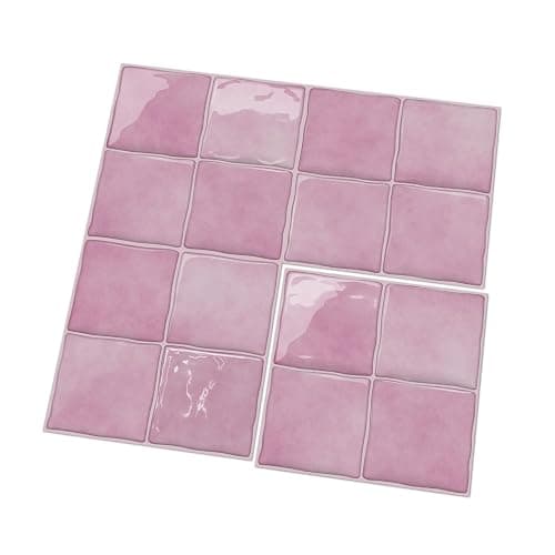 Alwayspon 15x15cmx10Stk 3D selbstklebende Wandfliesenaufkleber, Abzieh- und Aufklebefolie, wasserdichte Spritzschutzfliesenaufkleber zum Aufkleben für Küche, Badezimmer, Wand, Rosa thumbnail 9