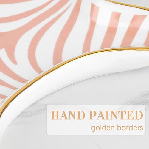 Trycooling Hand Painted Tiger Skin Ceramic Jewelry Dish Small Jewelry Rack Tray Rings Bracelets Earrings Trays Holder (Pink) thumbnail 4