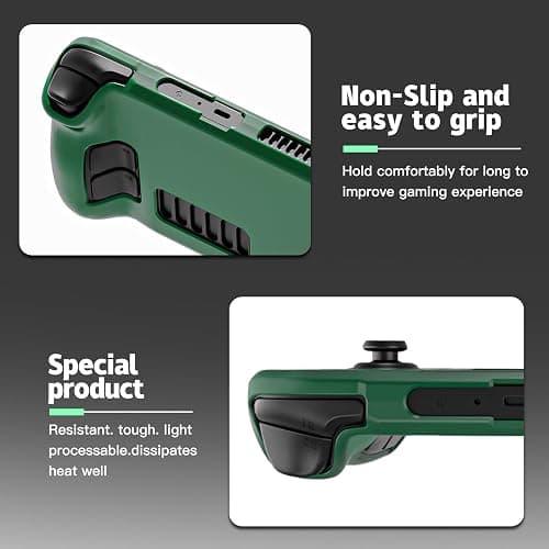 bibuks ﻿Steam Deck Case,Steam Deck OLED Protective Case,Non-Slip Skin Protective Shell Accessories with Kickstand ,2 Screen Protector, 4 Thumb Grip (Green) thumbnail 5