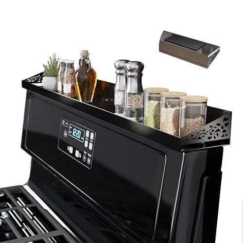 STUTOV 30" Magnetic Stove Top Shelf – Black Spice Rack and Seasoning Organizer – Magnetic Kitchen Shelf for Back of Stove – Over Stove Rack and Storage Organizer - Image 1