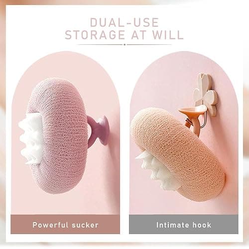 Super Soft Sunflower Suction Cup Bath Ball, 2024 Upgraded 2-in-1 Sunflower Bath Ball Exfoliating Bath Sponge Cleaning Brush, Sponge Mesh Pouf Shower Ball for Women, Men Shower (Apricot+Yellow) thumbnail 6