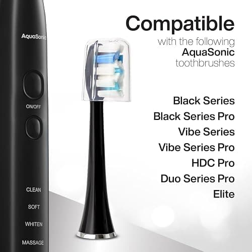 AquaSonic Proflex Replacement Brush Heads | ADA Accepted | for Whiter Teeth & Gum Care | Compatible with Many AquaSonic Toothbrush Handles (8 Pack Black) thumbnail 5