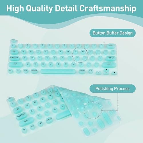 TS-MAYKA Keyboard Cover for Long Nails, Keyboard Film for Nail Art Silicone 3D Raised Keyboard Cover Skin for Typing Comfort Compatible with MacBook Pro/Air 13"/14"/15"/16" 2020-2024 (Blue) thumbnail 5