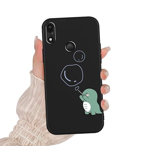 Zrutru Cute Dinosaur Phone Case for Gabb Phone 4 6.1",Cartoon Kawaii Dinosaur Bubble Pattern Aesthetic Funny Design Cases Soft Silicone TPU Slim Shockproof Protective Black Phone Cover - Image 1