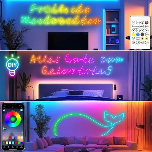 Cozylady RGB Neon Light LED Rope Light (6M/20Ft) | Waterproof Bluetooth APP Remote Control Music Sync Strip Light,24V Flexible DIY Silicone Light for Indoor Outdoor Decoration thumbnail 5