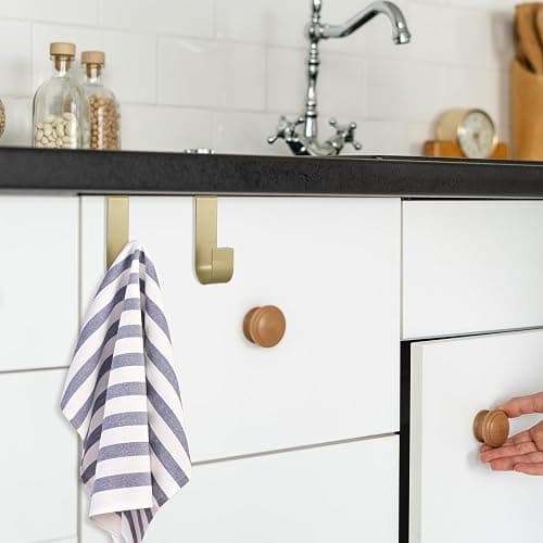 Hotop 12 Pcs Over The Cabinet Drawer Door Hooks 1.12 Inch Hooks for Hanger The Cabinet Sturdy Metal Z Shaped Hanger peg for Bathroom Clothes Towel(Gold) - Gold thumbnail 5