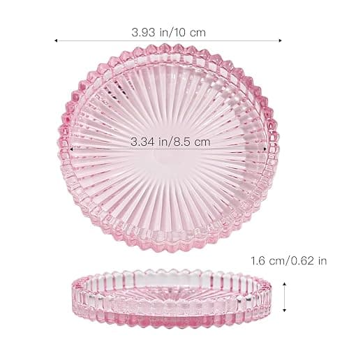 Vixdonos 3.8 Inch Glass Pillar Candle Holder Set Pack 2 Gear Round Plate Serrated Candle Stand for Table Centerpieces,Party, Wedding and Home Decor thumbnail 3