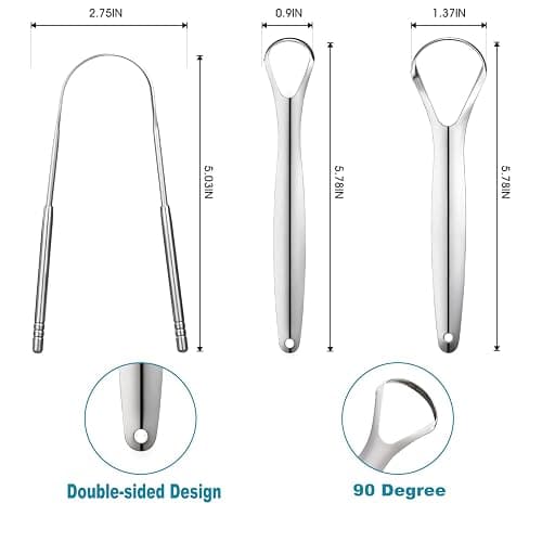 3 PCS Metal Tongue Scraper, Tongue Scrapers for Adults, Stainless Steel Tounge Scrappers, Tounge Scraper, Portable Tongue Scrappers YLYL thumbnail 2