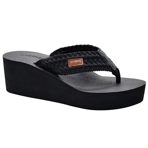 MALIDA Womens Wedge Arch Support Flip Flops Cushion Soft Rubber Midsole Platform Thong Sandals with Rubber Sole - Image 1