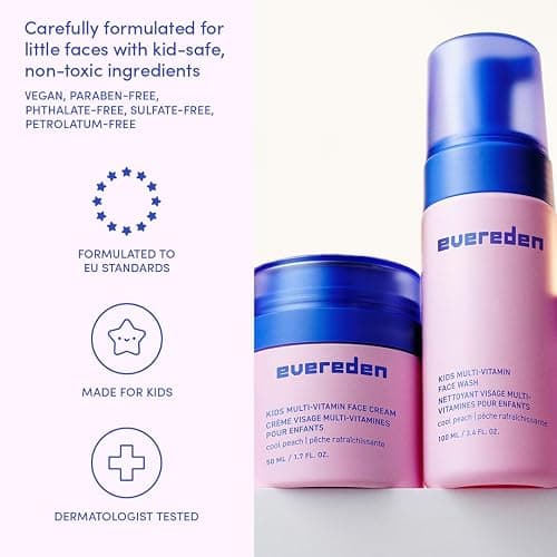 Evereden Kids Face Duo & Spa Headband Set – Multi-Vitamin Face Wash & Cream + Soft Terry Headband – Nourishing Skin Care & Fun Hair Management for Kids 3+ – Gentle & Perfect for Skincare Routine thumbnail 5