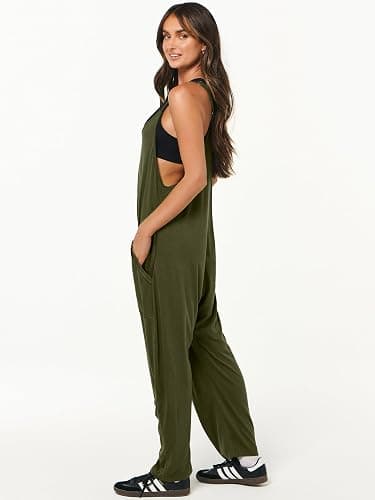 ANRABESS Jumpsuits for Women Casual Summer Overalls Sleeveless Spaghetti Strap Romper Jumpers Trendy Beach Vacation Outfits thumbnail 4
