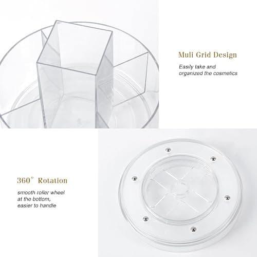 360° Rotating Makeup Organizer Clear Lazy Susan Organizer for Vanity, Cosmetic Display Cases for Bathroom Countertop, Makeup Storage Organizer, Desktop Dresser Sundries Storage Boxes thumbnail 4