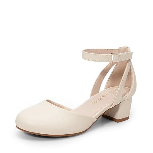 DREAM PAIRS Girls Dress Shoes Closed Toe High Heels Ankle Strap Toddler Little Big Kid Wedding Flower Party Pump - Image 1