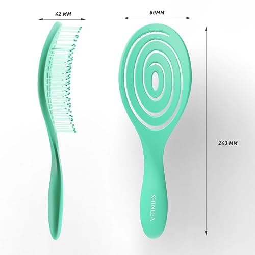 SHINLEA Hair Brush, Detangle Anti Tangle Brush, Spiral Hairbrush for Wet & Dry Hair, Women, Men, Kids, Glide Through Tangles For All Hair Types, Green thumbnail 7