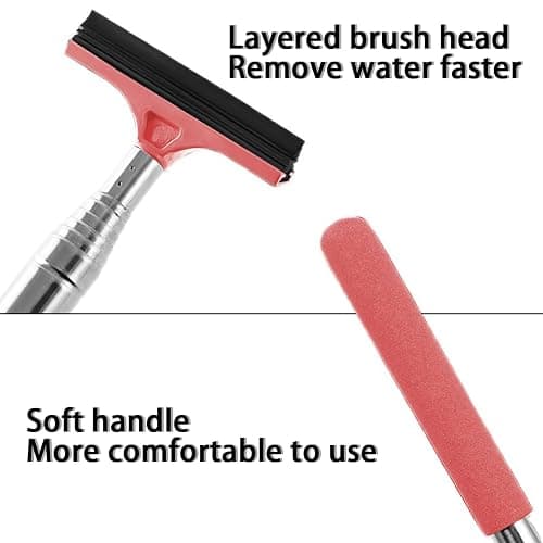 Car Rearview Mirror Wiper, Retractable Auto Glass Squeegee, Water Cleaner with Telescopic Long Rod, Portable Cleaning Tool for All Vehicles, Universal Automotive Accessories (Pink) thumbnail 4