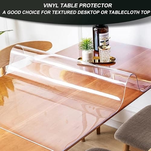 Clear Vinyl Table Protector 12x50 Inch PVC Plastic Table Cover Cloth Office Computer Laptop Writing Desktop Protection Mat Easy Clean Dining Coffee End Table Pad Waterproof Heat-resistant Non-slip thumbnail 2