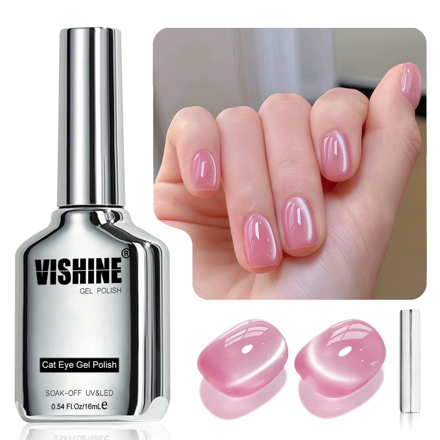 Vishine Cat Eye Gel Nail Polish (Pink) thumbnail 2