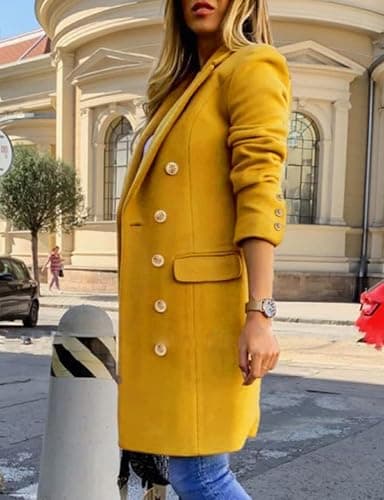 IDEALSANXUN Womens Fall Winter Wool Coats Double Breasted Midi Peacoat Trench Coats thumbnail 3