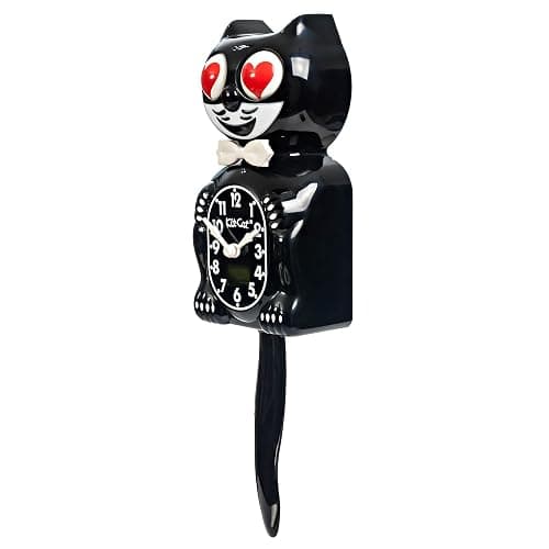 KIT CAT Klock Classic Black with Heart Eyes - Iconic Cat Clock with Moving Heart Eyes and Tail, Battery Operated Wall Clock, Made in USA, Perfect for Home Decor, Mid-Century Modern Clock, Unique Gift thumbnail 3