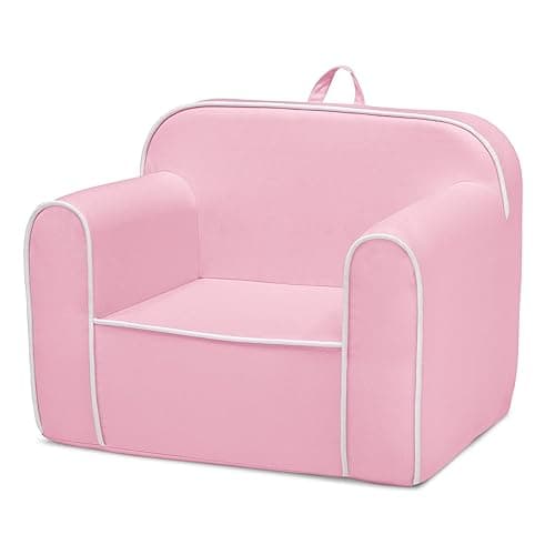 Delta Children Cozee Chair for Kids for Ages 18 Months and Up, Pink/White - Cozee - Pink With White thumbnail 6