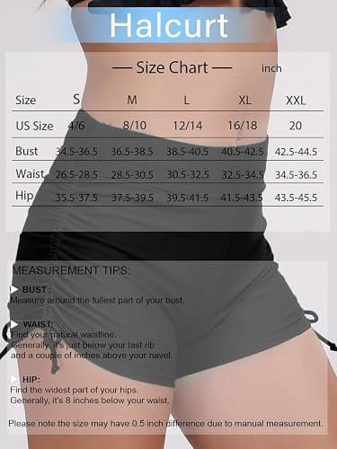 Halcurt Women's High Waisted Swim Board Shorts (Available in Plus) Tummy Control Side Drawstring Swimsuit Bottoms thumbnail 6