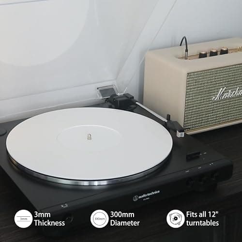 Turntable Mat Record Platter Slipmat: Acrylic Record Player Platter Vinyl Slip Mats for Turntables Antistatic Tighter & Defined Bass, White thumbnail 3
