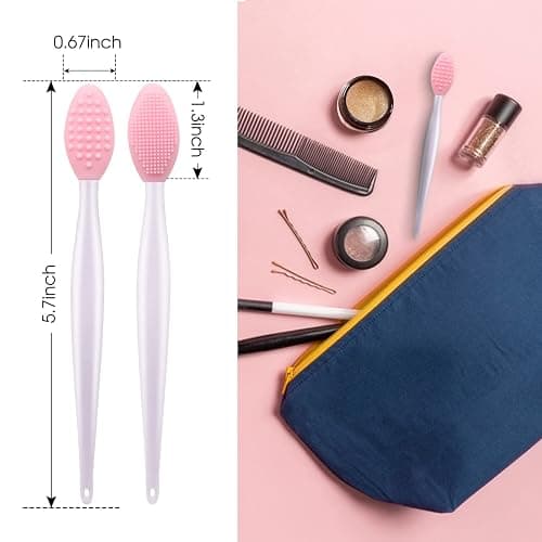 Lip Scrub Brush,Lip Scrubber Exfoliator,Double-Sided Silicone Lip Exfoliating Tool,Gentle Lip Exfoliator Scrubber Brush for Smooth,Soft,Bright,and Healthy Lips(2 PCS) thumbnail 6