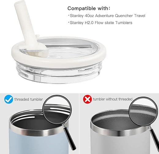 40oz Flip Straw Lid Replacement 4 Pack for Stanley Quencher Tumbler, Spill Proof & Leak Resistant Cup Lids Accessories, 4 PCS in 4 Colors thumbnail 3