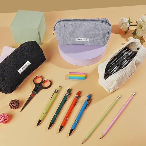 OFFCUP Federmäppchen Mädchen Mäppchen Cord-Stoff, Pencil Case Teenager Stiftetasche Tragbare Schreibwaren Tasche, Federtaschen Schlampermäppchen mit Reißverschluss, Federmappe für Schule, Büro - Grau thumbnail 6