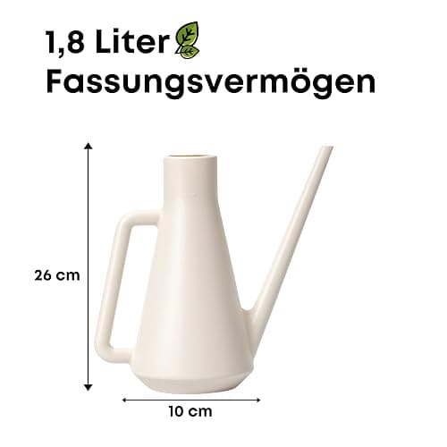 Plastia Gießkanne Klein für den Zimmerpflanzen 1,8 L - Blumengießkanne aus Recyceltem Kunststoff - Giesskanne mit Langem Ausgießer für Einfache Bewässerung, Elfenbein thumbnail 3