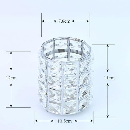 LUGUNU Makeup Brush Holder Organizer Golden Crystal Bling Personalized Gold Comb Brushes Pen Pencil Storage Box Container (Crystal Pot-Sliver) thumbnail 6