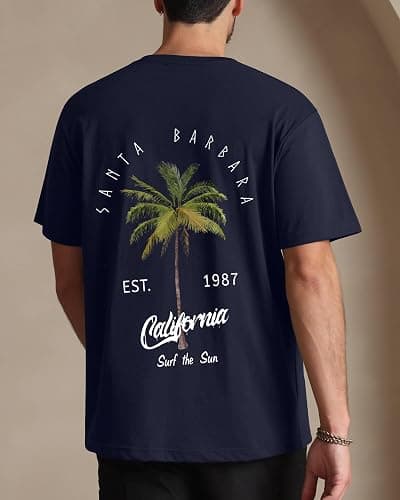 Mens Graphic T-Shirts Short Sleeve Palm Tree Print Summer Top Crewneck Cotton Casual California Tees for Men thumbnail 4