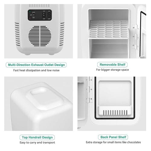 CROWNFUL Mini Fridge, 4 Liter/6 Can Portable Cooler and Warmer Personal Refrigerator for Skin Care, Cosmetics, Beverage, Food,Great for Bedroom, Office, Car, Dorm, ETL Listed (White) thumbnail 7