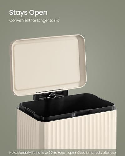 SONGMICS Trash Can, 13 Gallon (50 L) Garbage Can for Kitchen, with Lid, Pedal, and Removable Inner Bucket, Soft Close, Stainless Steel, 15 Trash Bags (Code K) Included, Cream White ULTB586LZ01 thumbnail 4