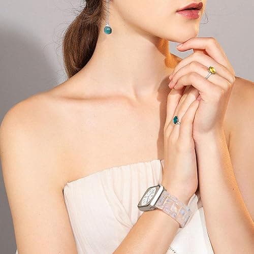 V-MORO Resin Bands Compatible with Apple Watch Series 11/10/9/8/7 Starlight Buckle Lightweight Fashion Ctue Watch Strap Compatible iwatch Series SE/6/5/4/3/2/1(Aurora,42mm/41mm/40mm/38mm) thumbnail 6