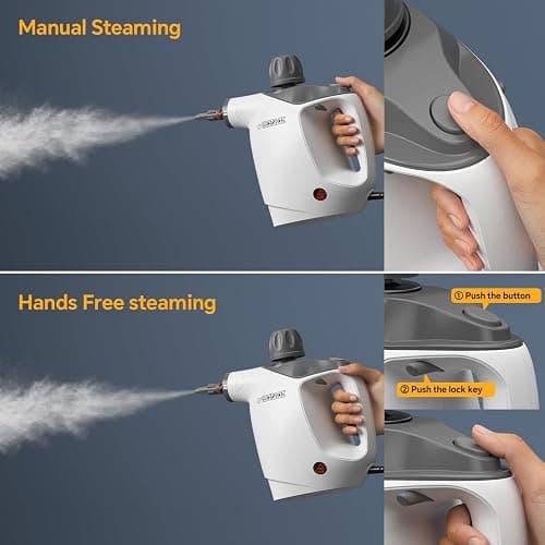 Steam Cleaner Handheld, Steamer Cleaning, Portable Steam Cleaner with 16 Accessories and Safety Lock, 500ml Large Capacity, Multi-Purpose Steam Cleaner for Kitchen, Bathroom, Car, Grease（White） thumbnail 5
