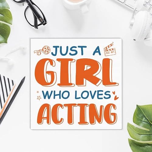 Theatre Gifts for Girls Women, Funny Theatre Decor Just a Girl Who Loves Acting Wooden Box Sign for Home Living Room Cinema Shelf Wall Decor thumbnail 2