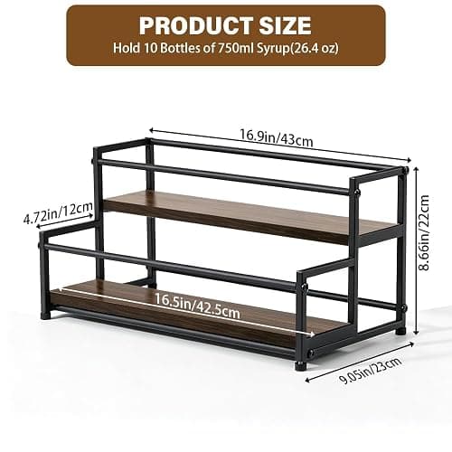 Foliantrix Coffee Syrup Organizer Rack 2-Tier Wine Rack Spice Racks Coffee Bar/Station Organizers Liquor Cabinet/Stand/Decor Bottle Organizer for Countertop Display Shelves/Holder/Storage thumbnail 3