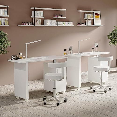 Warmiehomy Manicure Table Mobile Professional Nail Table Beauty Salon Workstation Storage Drawers Nail Desk with Extra Free Armrest, White,120 * 45 * 78 cm thumbnail 7