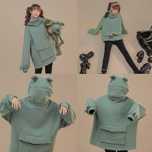 LNYSOTX Frog Hoodie Sweatshirt Zipper Mouth for Women Teen Girls thumbnail 3