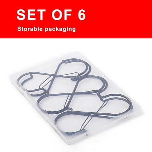 Ansxiy 6 Pack 5 Inch S Hooks for Hanging, Heavy Duty S Hooks with Safety Buckle, S Shape Hooks for Hanging Kitchen Utensils, Pots and Pans, Cups, Plants, Clothes and Bags, Black thumbnail 6