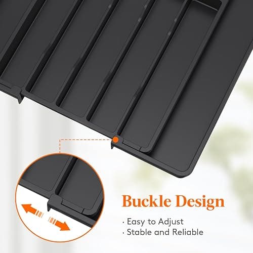 Lifewit Silverware Drawer Organizer, Expandable from 11 to 18 inches, Utensil Tray for Kitchen, BPA Free Flatware Cutlery Holder, Adjustable Plastic Storage for Spoons Forks Knives, Large, Black thumbnail 7