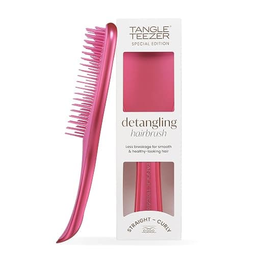 Tangle Teezer Ultimate Detangler Haarbürste – Nasses & Trockenes Haar – Entwirrungsbürste für Alle Haartypen – Zweistufige Borsten Reduzieren Haarbruch & Knoten – Afterparty Rosa mit Chrom-Finish - Image 1