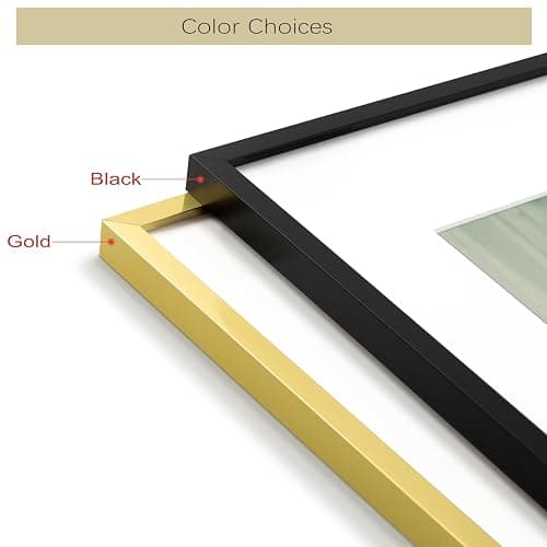 Golden State Art, 16x24 Picture Frame Set of 3, Gold Thin Border, Display Photo 12x18 with Mat or 16x24 Without Mat, Poster Frame for Wall Hanging Horizontal and Vertical thumbnail 6