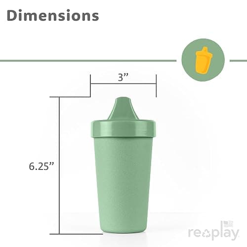 Re-Play Spill-Proof Sippy Cups - Reusable 10 Oz Set of 6, Dishwasher & Microwave Safe, Made in USA, Meadow thumbnail 2