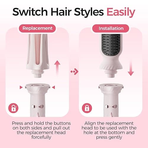 Wollea Automatic Curling Iron, Beach Wave Curling Wand, Portable Rotating Curler, Dual Voltage, Lightweight and Portable, Ceramic Coated, Straightening Brush, 1inch and 1.25 inch 3-in-1, Pink thumbnail 8
