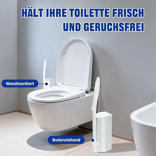 Einweg Toilettenbürsten mit Nachfüllpackung von 50 Dreilagigen, Verdickten Reinigungsschwämmen, Wandmontiertes Wc Bürstengarnitur mit Klobürstenhalter, zur Reinigung von Badezimmern, Waschbecken thumbnail 7