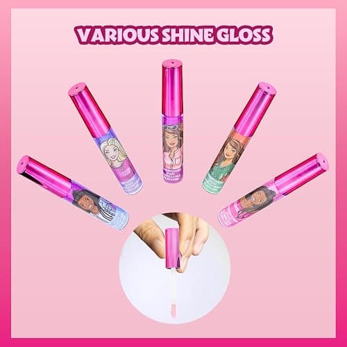Barbie 12 Piece Plant Based Lip Gloss, Girls Party Favors, First Makeup Set for Girl, Perfect for Parties, Sleepovers, and Birthday Gifts, Ages 3+, by Townley Girl thumbnail 5