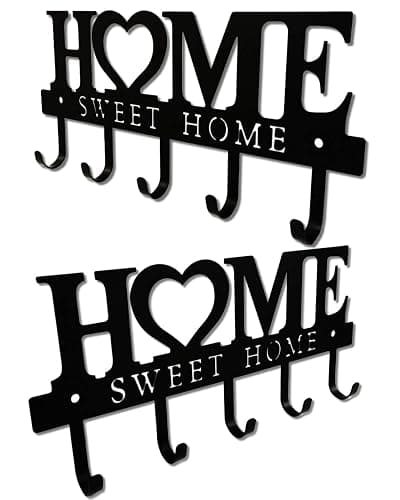 WIPHANY Metal Key Holder Hooks Organizer Rack 5.9x13 inches Wall Mounted Decor for Entryway Front Door Kitchen Hallway Garage Mudroom Office with Screws and Anchors - 13 inches-Home thumbnail 4