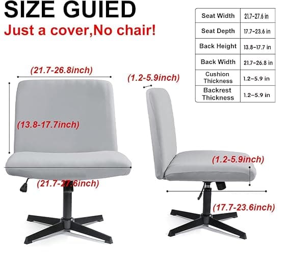 Deisy Dee Velvet Cross Legged Office Chair Covers - Upgrade Your Armless Wide Seat Computer Task Chair with Soft and Vibrant Velvet Stretch Covers - Transform Your Workspace in Minutes (Black) thumbnail 3